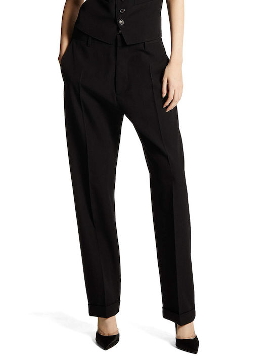 Dsquared2 Women's Fabric Trousers in Straight Line Black