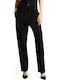 Damen Stoff Hose in Geradem Schnitt Black