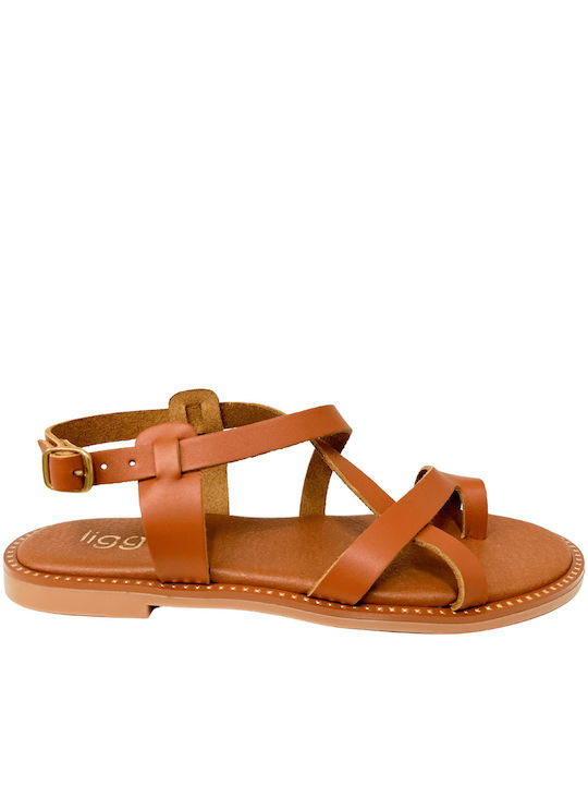 Ligglo Leather Gladiator Women's Sandals Tabac Brown