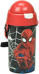 Gim City Kinder Trinkflasche Spiderman Kunststoff mit Strohhalm Schwarz 500ml