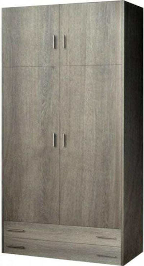 Ușă dublă Dulap cu 2 Sertare Gri 85x50x240cm