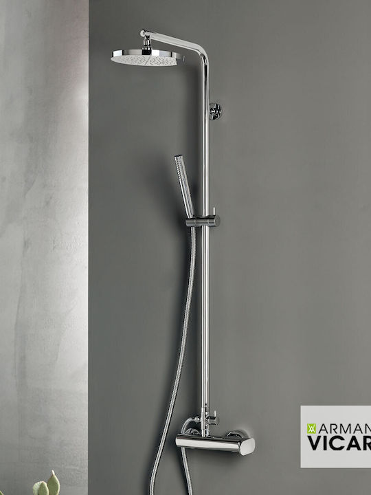 Armando Vicario Adjustable Shower Column with Mixer Silver