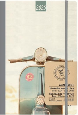 Next Academic+ 9 Diary 2024-12 2025 Gallery Weekly Flexi 14x21cm Vespa