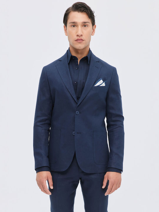 Navy Blue Leinenanzug Slim Fit Aristoteli Bitsiani