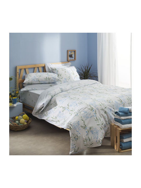 Charalambidis Textiles Κουβερλί Υπέρδιπλο από Βαμβάκι & Πολυεστέρα Γαλάζιο 220x230cm