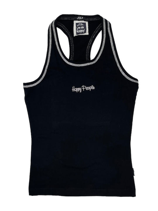 Eic-Pi Happy People Women's Athletic Blouse Sleeveless Black