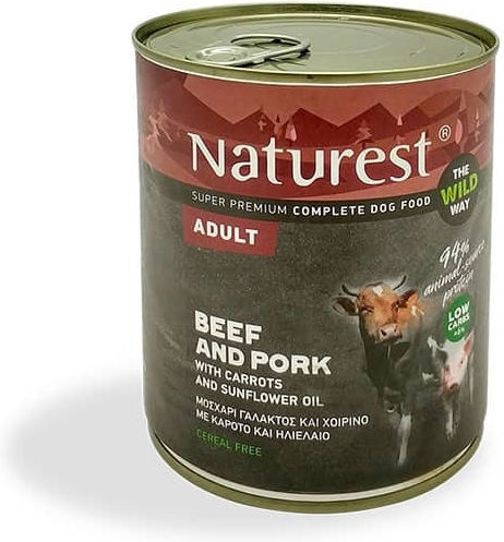 Naturest Nassfutter Hunde in Dose mit Schweinefleisch, Rindfleisch, Kalb, Karotte, Huhn, Fleisch, Gemüse und Reis ohne Getreide 800gr