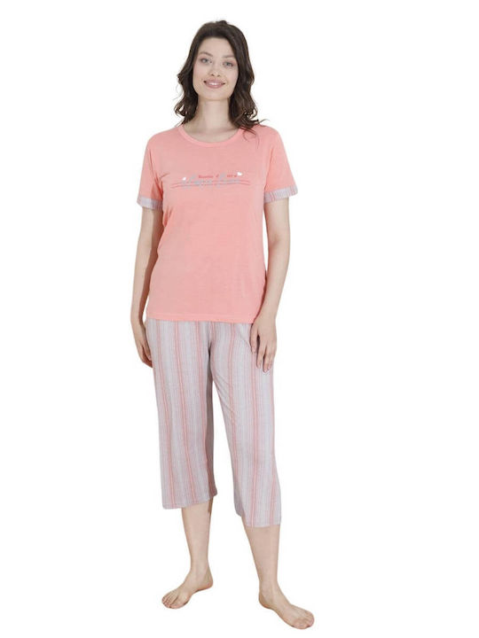 Women's Capri Short Sleeve Pyjamas 10680 Coral