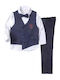 Online Baptism Suit with Vest for Boys Blue