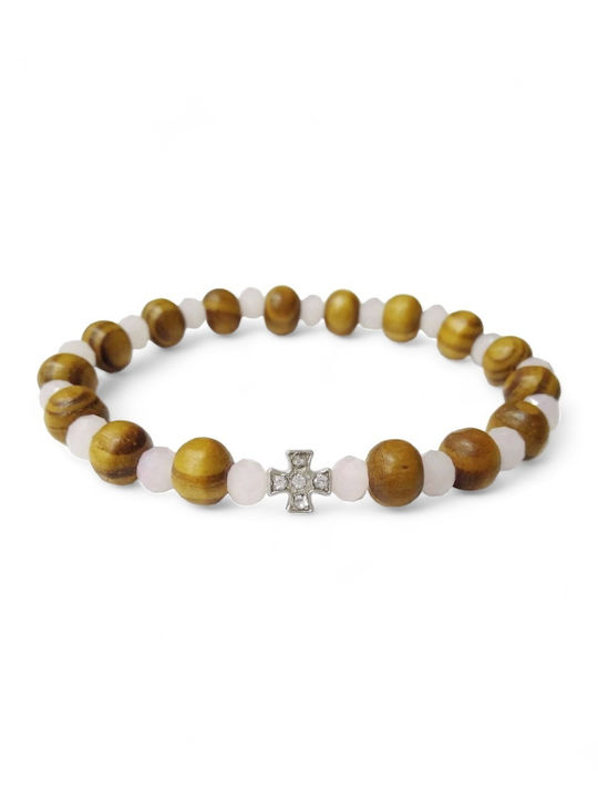 Wooden Bead Crystal Bracelet