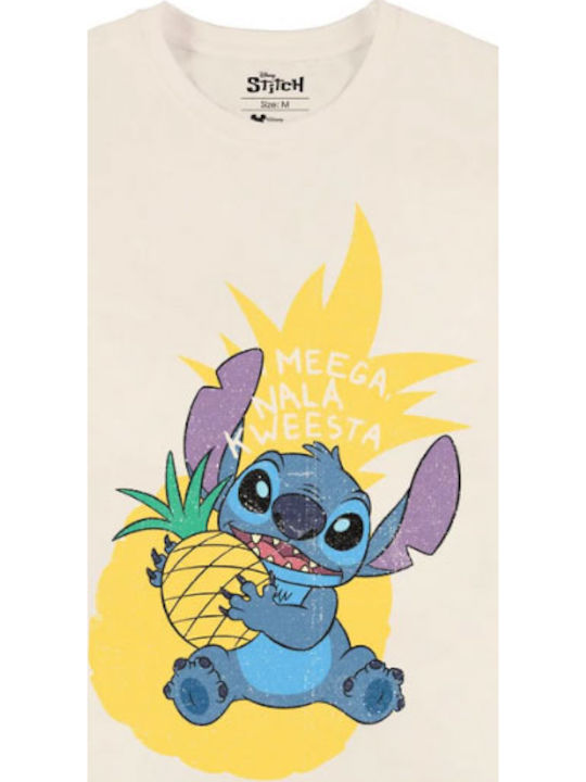 Difuzed Lilo & Stitch Ananas T-shirt Λευκό Βαμβακερό