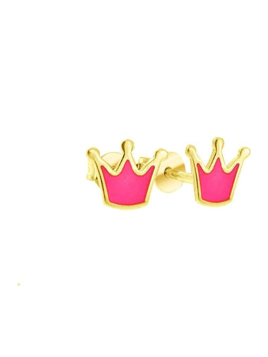Eforo Gold Plated Kids Earrings Studs Crowns from Silver