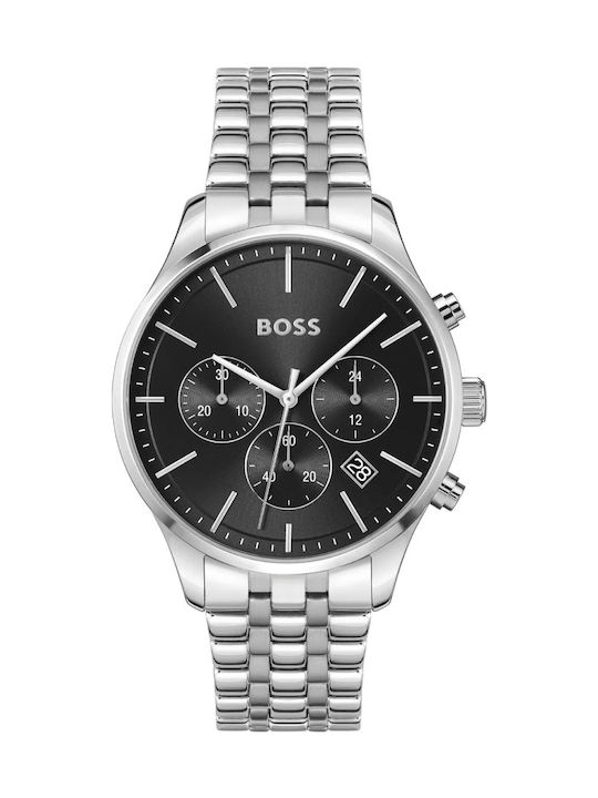 Boss Ανδρικό Ρολόι 42mm Χρονογράφος Μπαταρίας με Ασημί Μεταλλικό Μπρασελέ