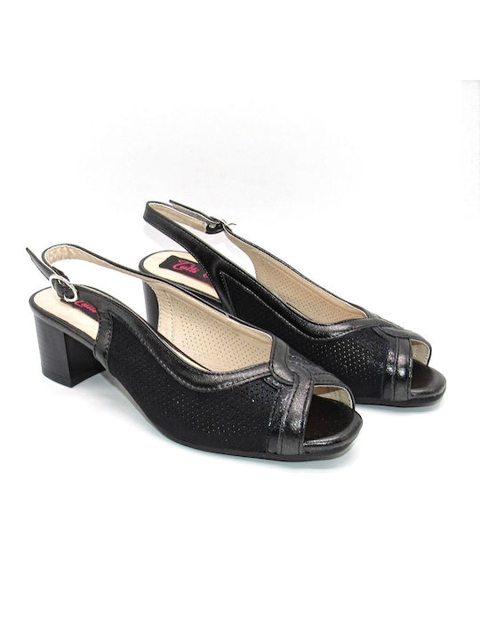 Tutti Vera Peep Toe Black Medium Heels