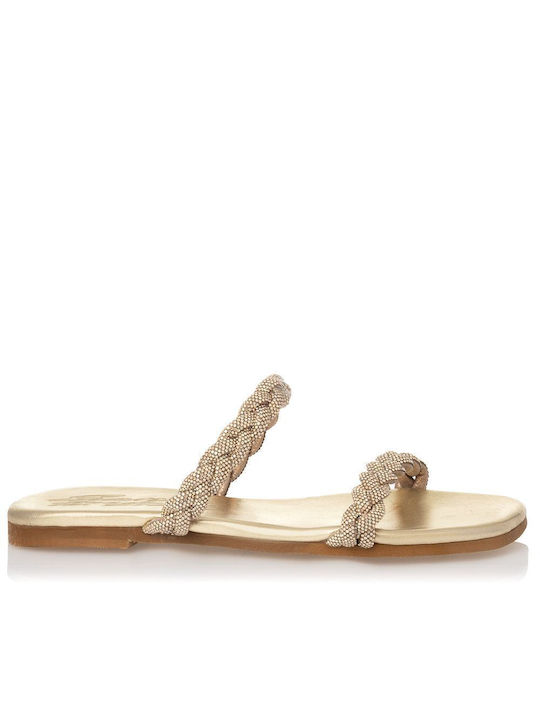 Sante Damen Flache Sandalen in Gold Farbe