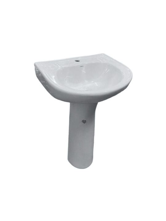 Tzolis Lion Wall Mounted Wall-mounted / Vessel Sink Porcelain x52x86cm White