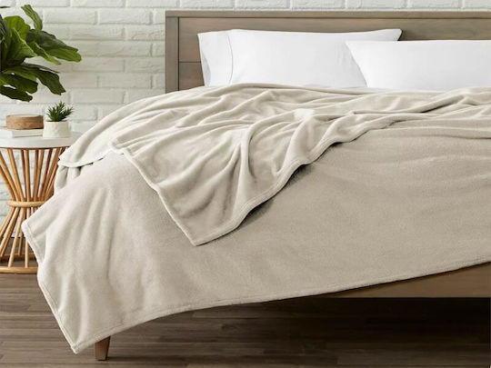 Fleece Blanket Double 220x260cm Beige
