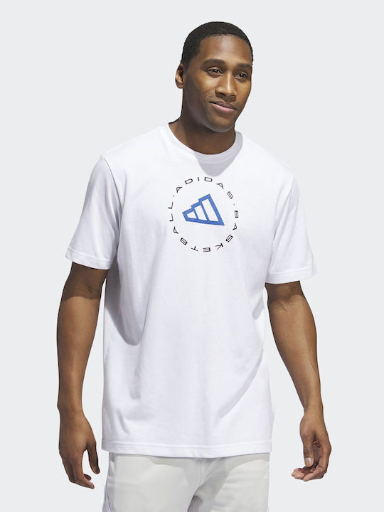 Adidas Emblem G T-shirt Bărbătesc cu Mânecă Scurtă Alb