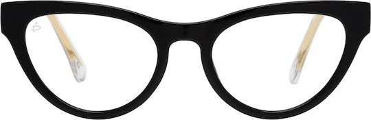 Venus Femei Plastic Rame Ochelari Ochi de pisică Negru 807