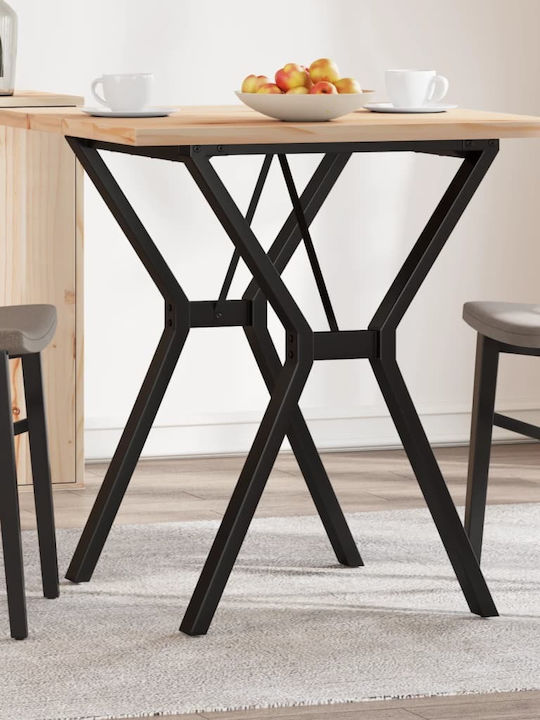 Square Table Dining Room from Solid Wood & Metal Solid pine/cast iron 70x70x75.5cm