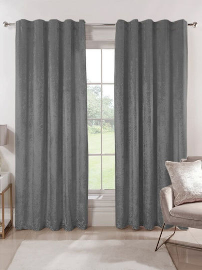 Curtain with Pencil Pleat Luxury Gray Velour 280x290cm
