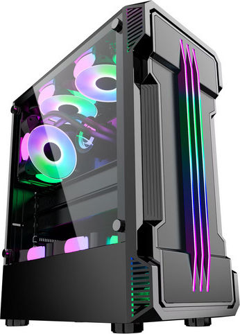 ProGaming Gaming Zerg Midi Tower Κουτί Υπολογιστή με Πλαϊνό Παράθυρο και ARGB Φωτισμό Μαύρο