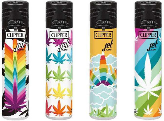 Clipper Posh Weeds Αντιανεμικός Αναπτήρας Φλόγας Τύπου Jet σε Καφέ χρώμα