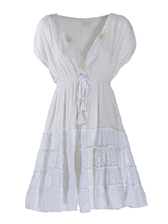 Ble Resort Collection Mini Rochie cu Volane White