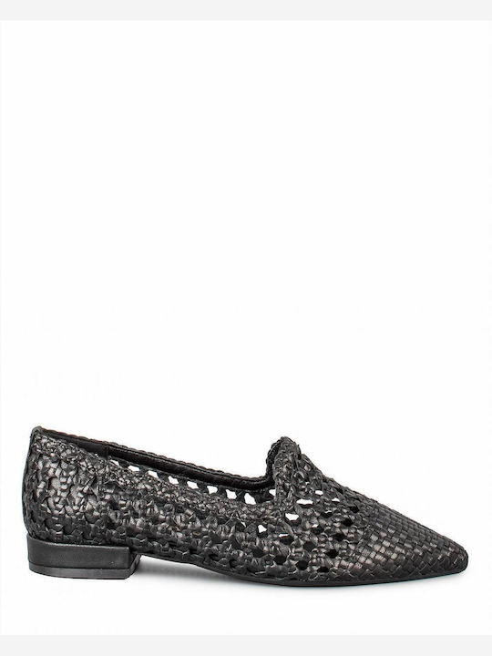 Leather Women's Loafers in Black Color