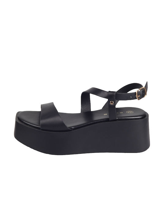 Envie Shoes Damen Flache Sandalen Flatforms in Schwarz Farbe