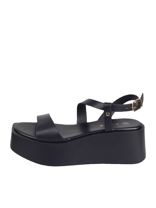 Envie Shoes Leather Sandals Black