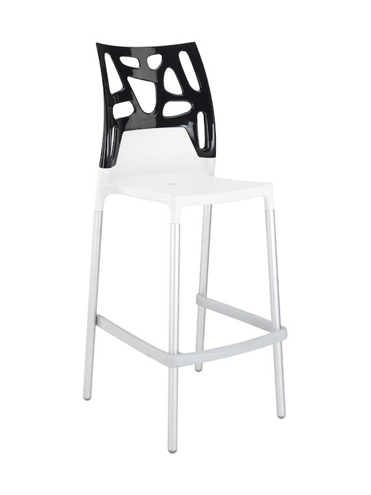 Aluminum Polypropylene White Glossy Backrest Bar Stool Set of 4 Pieces 1h273ag17