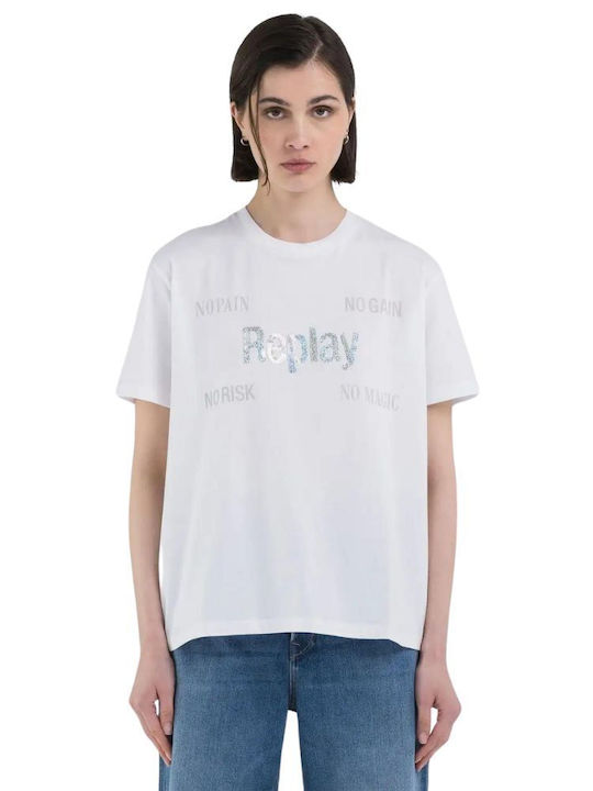 Replay Women's T-shirt Optic White