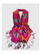 Women's Scarf Fuchsia Scarf Stole Pashmina with fringes 70cm x 180cm in geometric pattern