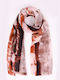 Women's scarf with viscose pattern Brown