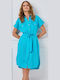 Sommer Midi Hemdkleid Türkis