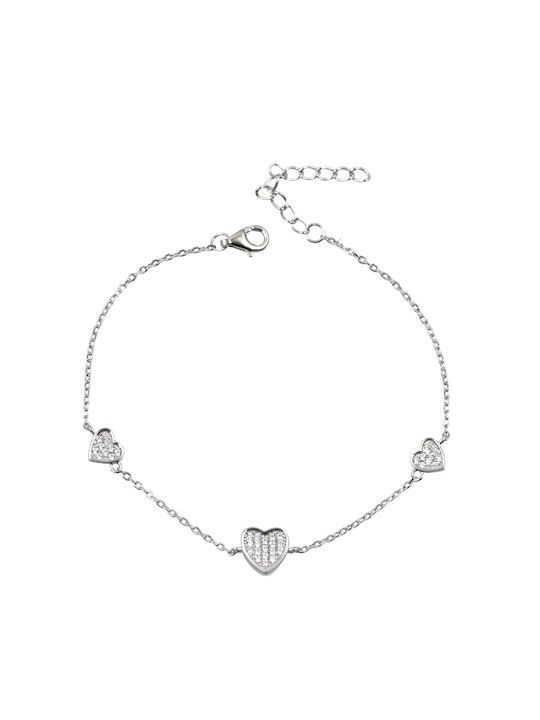 Bracelet Hearts White Silver 925