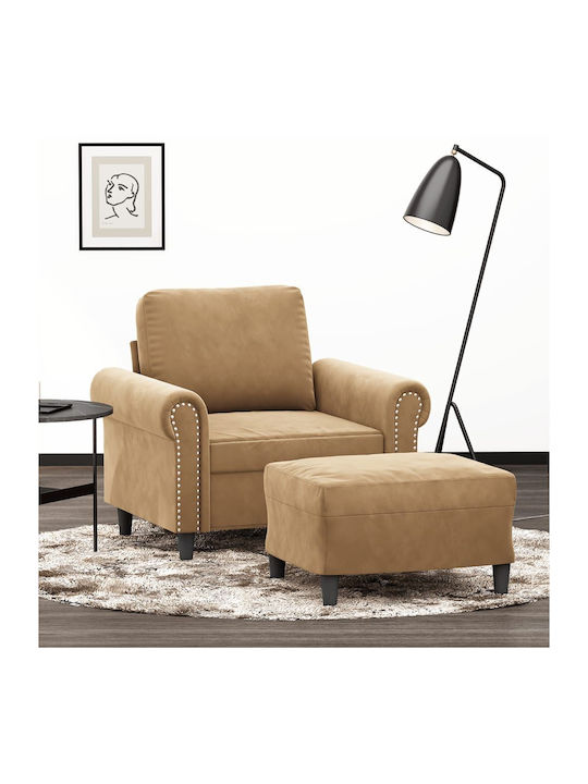 Sessel mit Fußhocker Samt Coffee 92x77x80cm