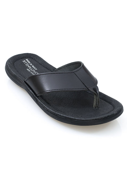 Men's PU sandals Climatsakis double sandals with wide straps black 207