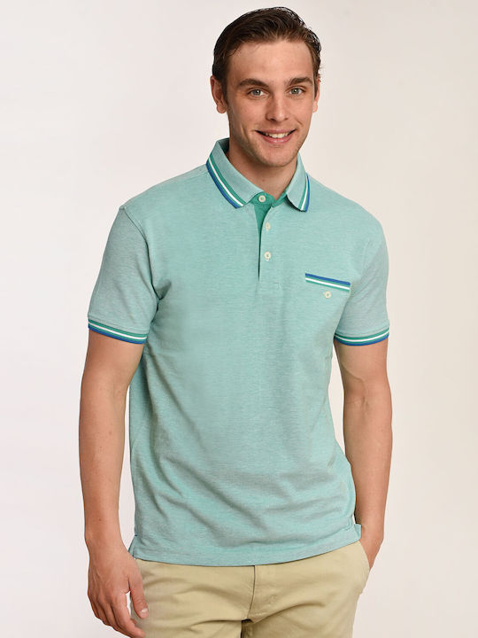 Striped collar polo t-shirt modern fit Mauro Boano Πράσινο ΒΑΜΒΑΚΙ ΜΙΚΡΟΣΧΕΔΙΟ ALL DAY