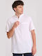 Short-sleeved Linen Shirt in Wide Line White