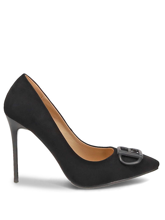 LAURA BIAGIOTTI Black suede-textured pumps