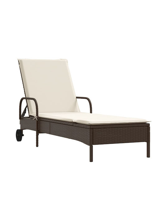 Ξαπλώστρα Rattan με Μαξιλάρι Καφέ 61x161x87εκ.