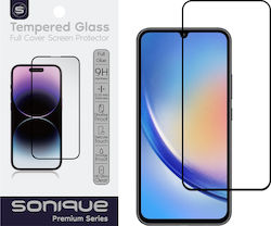 Sonique Premium Series HD Full Cover 9H 2.5D 0.33mm Vollkleber Vollflächig gehärtetes Glas 1Stück Schwarz (Samsung Galaxy A35 5G / Galaxy A55 5G Schwarz)