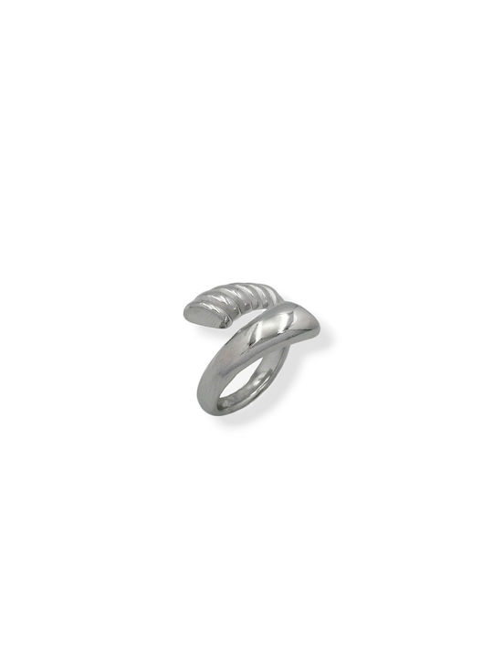 Steel Twisted Design Ring Silver 1pc