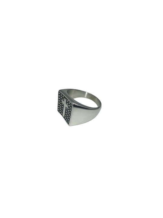 Stainless Steel Silver Cross Ring 17mm 1 piece