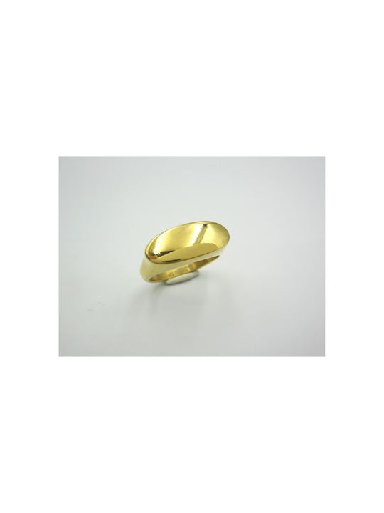 Steel Gold Plated Oval Ring