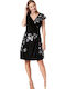 MARYLAND Black short sleeve dress with pattern 16502 Opal