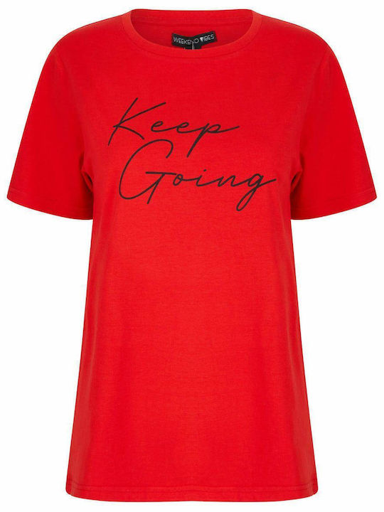 Wochenende Vibes Keep Going Motiv Baumwolle Jersey T-Shirt 3C16445 - Flamme Scharlachrot