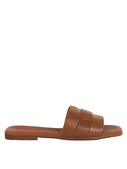 koniaris Heel Leather Mules Tabac Brown